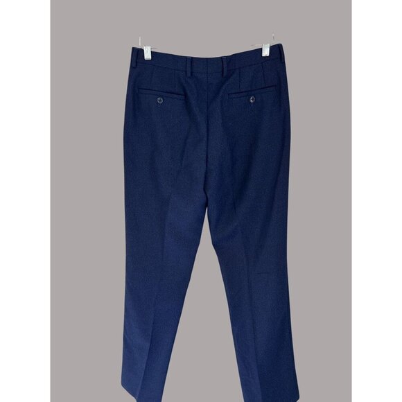 Chuks Collins Mens Navy Blue Tailored Trousers Pants With Button Size 32/30 - Picture 5 of 8